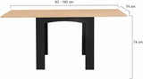 Table à Manger Extensible Dona Personnes Noire Plateau façon hêtre 80-160 cm