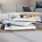 VICCO Table Basse Blanc laqué Table de Salon modulable Table Basse carrée Moderne 60x60cm avec Plateaux rotatifs