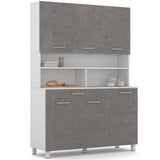 VICCO Buffet de Cuisine 120 CM 6 Portes + tiroir Blanc et Effet béton