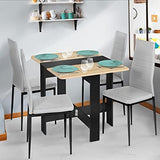 VICCO Table Console Pliable EDI 2-4 Personnes Bois Noir Plateau façon hêtre 103 x 76 cm