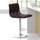 VICCO Tabouret de cuisine et bar matelassé Chesterfield en simili cuir Design Honolulu - Marron