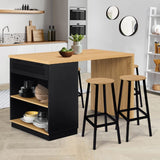 VICCO Central Mange-Debout 4 Personnes VITO 130 cm Noir et Plateau Bois