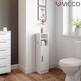 Vicco Meuble de Rangement de Salle de Bain Enga, Blanc, 23 x 90 cm