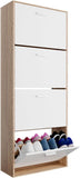 VICCO Meuble de Rangement a Chaussure 15 Paires Extra Fin - Armoire Etagere Grande Capacité pour Entree, Couloir - MDF Style Bois - L60xP17xH180 cm - Blanc Bois Clair