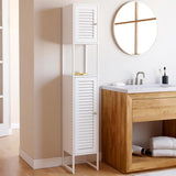 VICCO Meuble Colonne Salle de Bain Elena métal Blanc 2 Portes persiennes