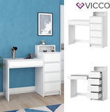 Vicco Coiffeuse Nara, Blanc, 110.5 cm avec 5 tiroirs