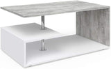 Vicco Table Basse Guillermo, Blanc/Béton, 91 x 41 cm