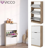 Vicco Benne à Chaussures Luca, Blanc/Sonoma/Blanc, 59 x 105 cm 3 Compartiments