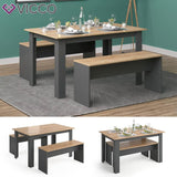 Vicco Ensemble de Table à Manger Sentio, Anthracite/Chêne de Force doré, 90 x 140 cm avec 2 bancs