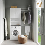 VICCO Armoire Machine à Laver Martha, Blanc, 64 x 190 cm avec 2 Portes Courtes