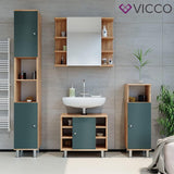 Vicco Meuble de Rangement de Salle de Bain Fynn, Chêne de Force doré/Vert, 30 x 190 cm