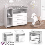 Vicco Commode à Langer Oskar, Blanc, 113 x 100 cm avec tiroirs