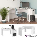 Vicco Bureau d'angle Nikita, Blanc, 140 x 140 cm