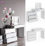 Vicco Lotos Coiffeuse avec 4 tiroirs Blanc