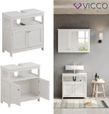 Vicco Meuble sous Vasque Simple Riad, Blanc, 60 x 60 cm avec 2 Portes et Compartiment Ouvert