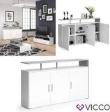 Vicco Commode Amato, Blanc/Béton, 160 x 91.6 cm