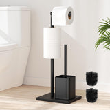 VICCO Porte Papier Toilette avec Brosse WC - Support Papier Toilette Debout en Acier Inoxydable avec Brosse de Toilette, Amovible,