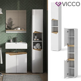 Vicco Armoire Haute pour Salle de Bain Marelle, 30 x 180 cm, Blanc Artisan, Armoire de Salle de Bain