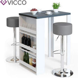 Vicco Set de Table de Bar, Blanc/Anthracite, 80 x 57 cm avec 2 tabourets de Bar