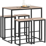 VICCO Set de 1 Table + 4 Tabourets Ensemble Table de Bar Bistrot + 4 Tabourets de Bar avec Repose-Pieds Table Haute