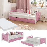 VICCO Lit pour Enfant Jessica, Blanc/Rose, 166 x 86 cm avec tiroir et Matelas