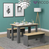 Vicco Ensemble de Table à Manger Sentio, Anthracite/Chêne de Force doré, 110 x 70 cm avec 2 bancs