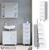 Vicco Meuble de Rangement de Salle de Bain Ilias, Blanc, 30 x 95 cm