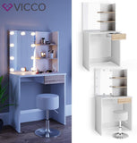 Vicco Coiffeuse Dekos, Blanc/Sonoma/Sonoma, 75 cm avec éclairage LED et Tabouret