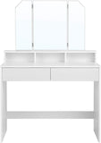 VICCO Coiffeuse avec Miroir Pliable, Table de Maquillage, avec 2 tiroirs et 3 Compartiments de Rangement, Style Moderne, Blanc RDT115W01