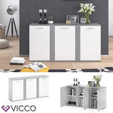 Vicco Commode Novelli, Béton/Blanc, 155 x 80 cm avec Portes