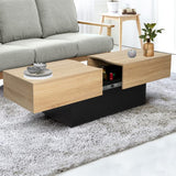 VICCO Table Basse coulissante Marta Bois Noir et Imitation hêtre