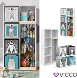 Vicco bibliothèque Enfant Marvin, Blanc, 72 x 143 cm avec 4 Boxes pliants Opt.2