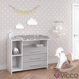 Vicco Commode à Langer, Gris/Blanc, 113 x 100 cm