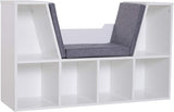 VICCO Bibliothèque Banc 2 en 1 Design Contemporain 6 casiers 3 Coussins fournis 102L x 30l x 61H cm