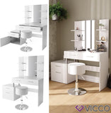 Vicco Coiffeuse Maria, Blanc, 132 cm avec Tabouret