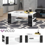 Vicco Table Basse Stelios, Noir/Blanc Haute Brillance, 100 x 42 cm