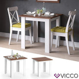 Vicco Table de Salle à Manger Karlos, Noyer/Blanc, 80 x 80 cm