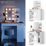 Vicco Coiffeuse Julia, Blanc/Sonoma/Sonoma, 90 cm avec éclairage LED et Tabouret