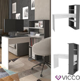 Vicco Bureau Willi, Blanc/Anthracite, 120.3 x 45 cm avec casiers de Rangement