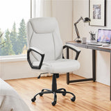 VICCO Chaise de Bureau Ergonomique en Similicuir Rembourré Bureau à roulettes Pivotant Hauteur Réglable Blanche