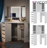 Vicco Coiffeuse Arielle, Blanc, 110 cm avec Miroir LED