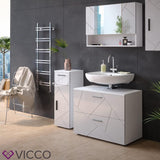 Vicco Meuble de Rangement de Salle de Bain Irma, Blanc Haute Brillance, 30 x 81 cm