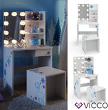 Vicco Coiffeuse pour Enfants Schneeflocke, Blanc, 54.8 cm avec éclairage LED