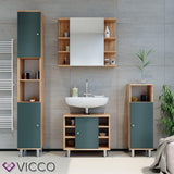 Vicco Armoire de Toilette Fynn, Chêne de Force doré/Vert, 80 x 64 cm