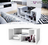 Vicco Table Basse Gabriel, Blanc/Noir, 100 x 42 cm