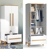 VICCO Armoire pour Enfants Malia, Blanc/Chêne, 70 x 187 cm