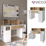 Vicco Bureau de bricolage XL 126,8 x 100 cm, avec étagères, tiroir (blanc Sonoma)