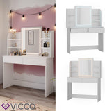 Vicco Coiffeuse Charlotte, Blanc, 108 cm avec Miroir LED