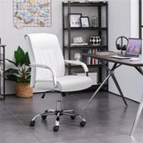 VICCO Chaise de Bureau Blanche Fauteuil de Bureau Ergonomique Inclinable Hauteur Réglable en Similicuir Charge 136 kg