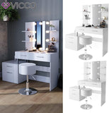 Vicco Coiffeuse Maria, Blanc, 132 cm avec éclairage LED et Tabouret